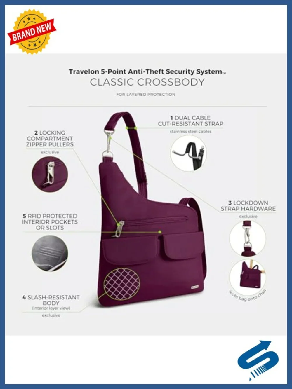 Anti-Theft Classic Crossbody Bag with RFID Blocking